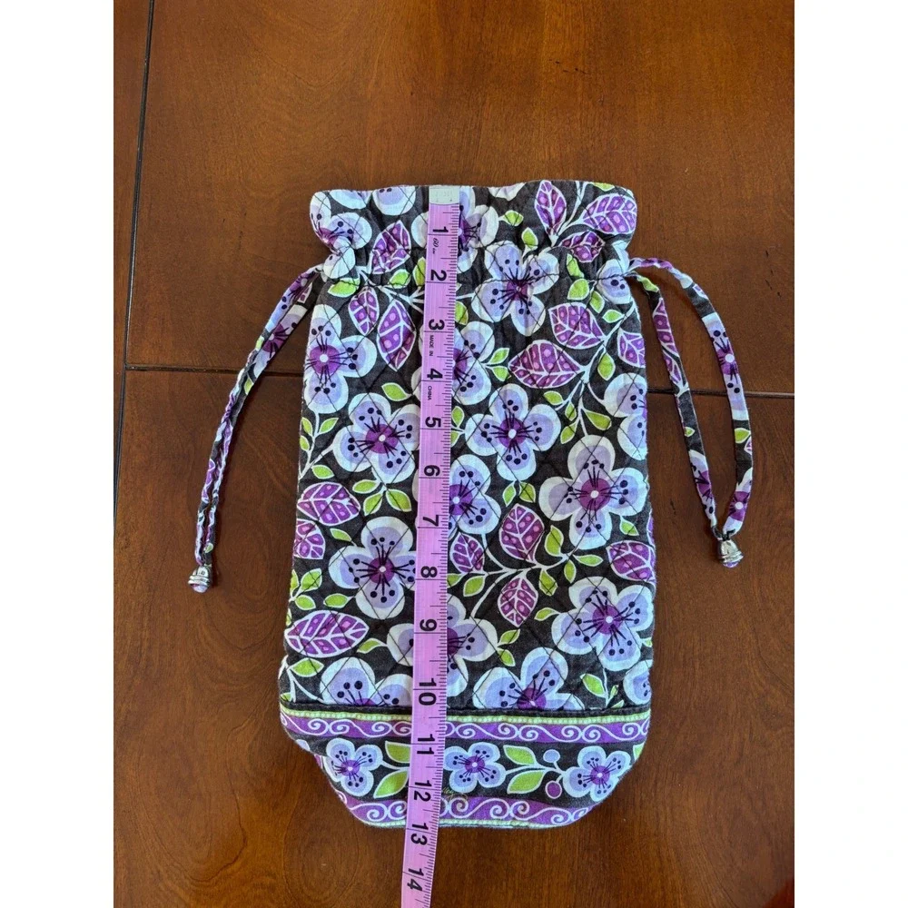 Vera Bradley Quilted Wine Bottle Gift Bag Purple Floral Drawstring Carrier